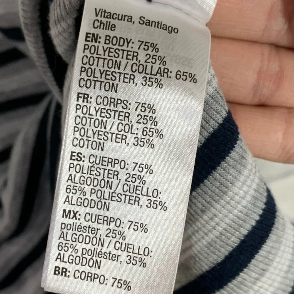 ROXY Y2K STYLE POLO CROP TOP. BLUE AND GRAY STRIPE. SHORT SLEEVE. SIZE MEDIUM. - Picture 7 of 7